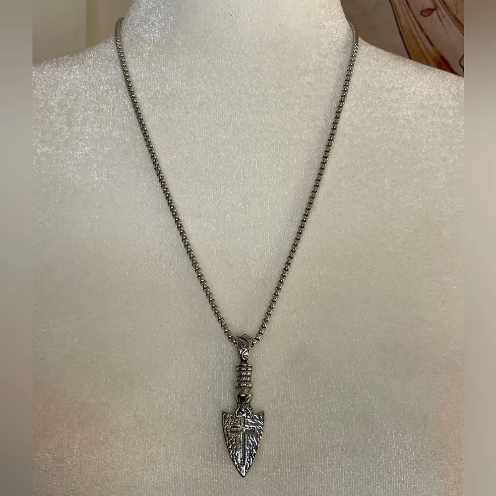 Stainless Steel Necklace with Vintage Cross Pendant